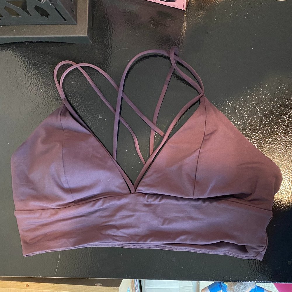 Lululemon strappy bra, 12, merlot color